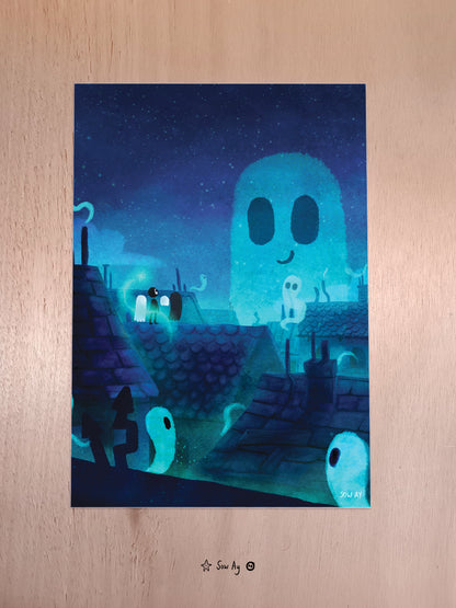 nous avons vu sur les toits, en pleine nuit étoilée, et il y a plein de fantômes qui font leur vie